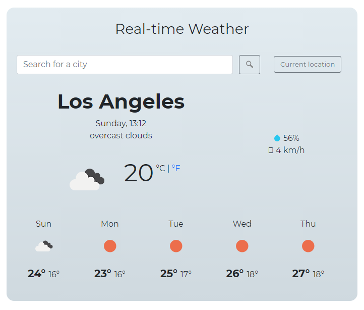 Vanilla JS Weather App